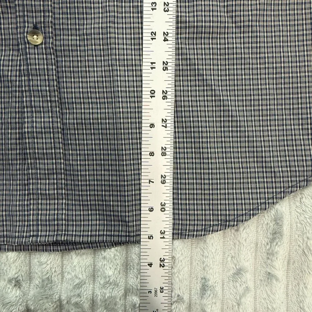 The North Face Shirt Mens L Blue Plaid Long Sleeve Pockets Modal Button-Up Mesh‎
